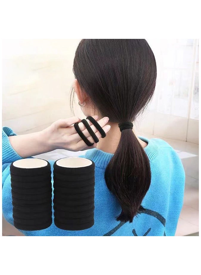 Generic 100PCS Elastic Hair Ties Ponytail Holders Elastic Hair Ties Thick Hair Bands Black - Image 2