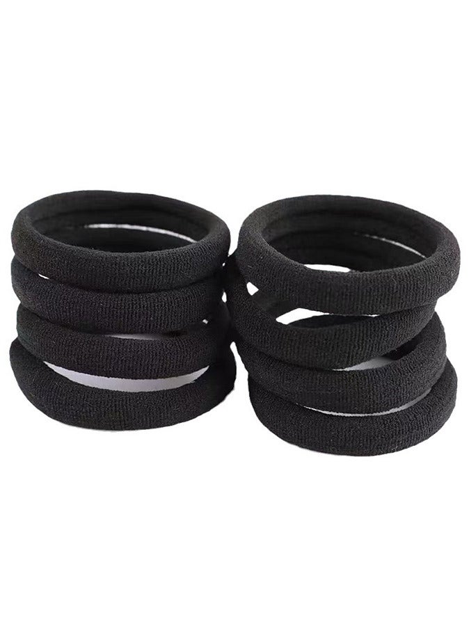Generic 100PCS Elastic Hair Ties Ponytail Holders Elastic Hair Ties Thick Hair Bands Black - Image 4