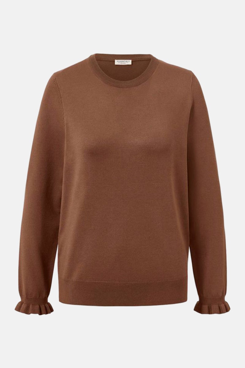 Tchibo سويت شيرت محبوك برقبة دائرية للنساء، بني - Image 2