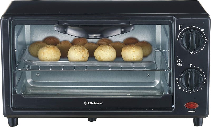 Belaco Mini 9L Toaster Oven Tabletop Cooking Baking Portable Oven 650w 100-250° Stainless steel heating tube incl. baking tray & wire rack - Image 1