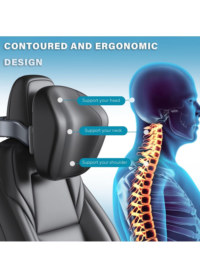 SYOSI Car Headrest Neck Pillow Fits for Tesla Model Y or 3 Multifunction Adjustable Neck Support Pillow with Tablet Bracket and Hidden Hook Ergonomic design Comfort Memory Foam Lossless Installation Black - Image 4