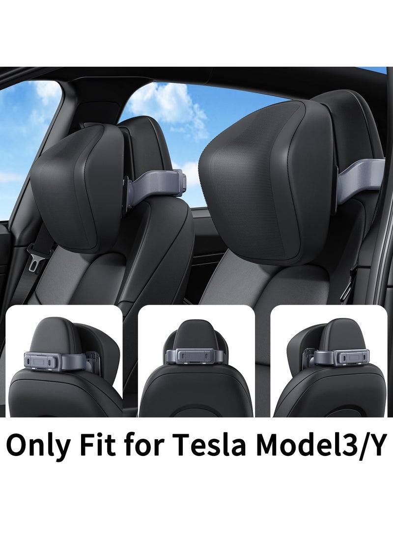 SYOSI Car Headrest Neck Pillow Fits for Tesla Model Y or 3 Multifunction Adjustable Neck Support Pillow with Tablet Bracket and Hidden Hook Ergonomic design Comfort Memory Foam Lossless Installation Black - Image 2