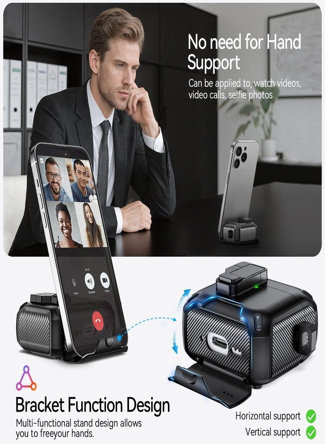 JOREMX for AirPods 4 Case (2024) with Phone Stand,with Automatic Snap Switch Carbon Fiber Design Protection Cover for Airpods 4 with Active Noise Cancellation Charging with Cleaning Pen (Black) - Image 4