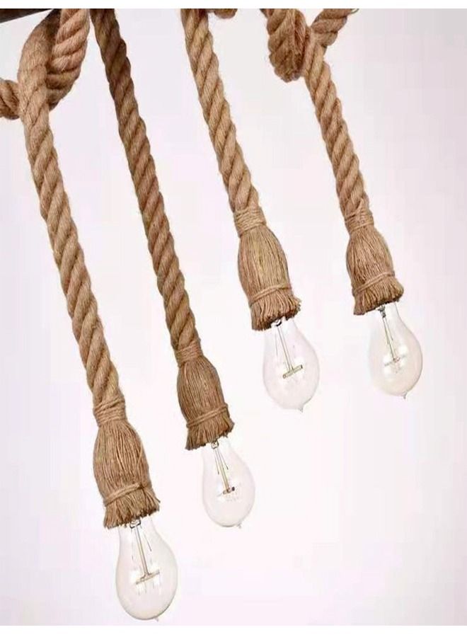 fashionhome Home Decoration Lights Rustic Lighting Retro Rope Bamboo Pendant Lamp Chandelier Light with 6 Bulbs 80x80 cm  - Image 5