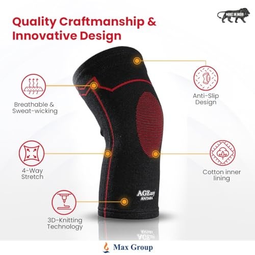 AGEasy (Max Group Comfort Knee Cap For Pain | Knee Support For Men And Women | Inner Cotton Lining For Skin Comfort | Anti-Slip Design | 4-Way Stretch | Knee Caps For Women And Men (XXL) - Image 2