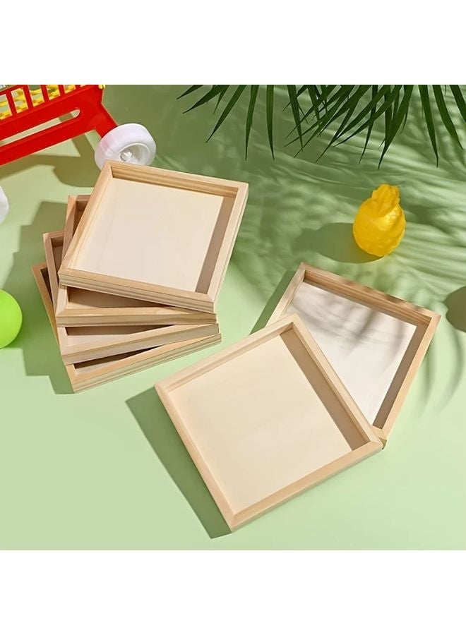 Set of 10 Unfinished Wooden Trays for DIY Craft Painting Staining 3D Puzzles Display Serving - Image 3