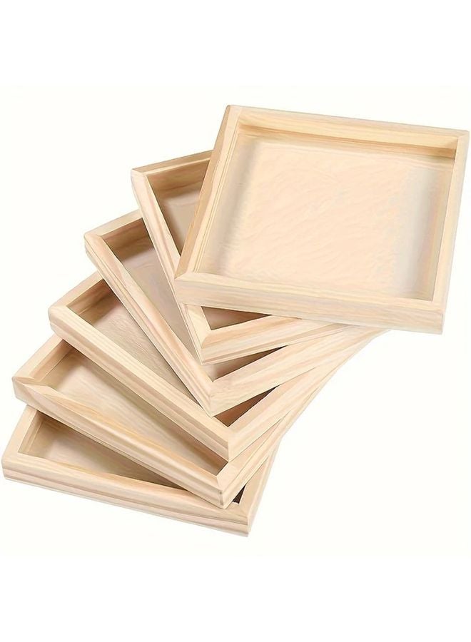Set of 10 Unfinished Wooden Trays for DIY Craft Painting Staining 3D Puzzles Display Serving - Image 4