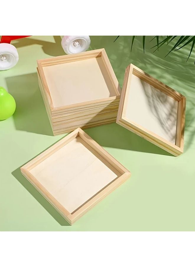 Set of 10 Unfinished Wooden Trays for DIY Craft Painting Staining 3D Puzzles Display Serving - Image 2