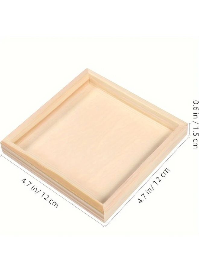 Set of 10 Unfinished Wooden Trays for DIY Craft Painting Staining 3D Puzzles Display Serving - Image 5