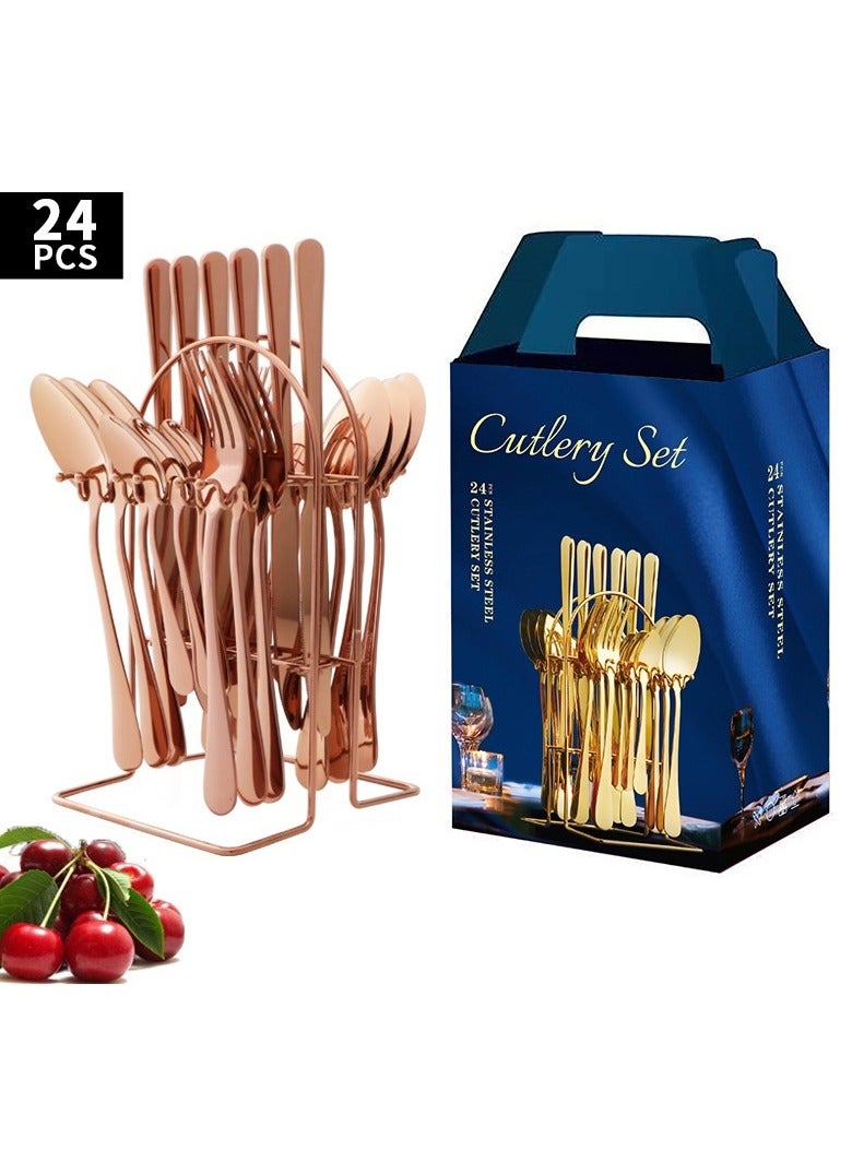 Y&D 24-Piece Steak Knife Fork Spoon Cutlery Gift Set 
