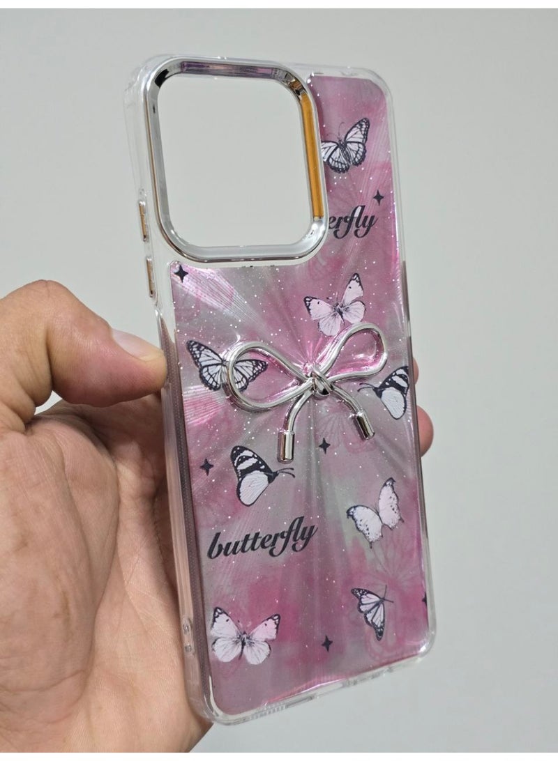 غطاء خلفي مقاوم للصدمات والخدش متوافق مع اوبو A5 Pro 4G يتميز بتصميم لامع مع فيونكة. - Image 3