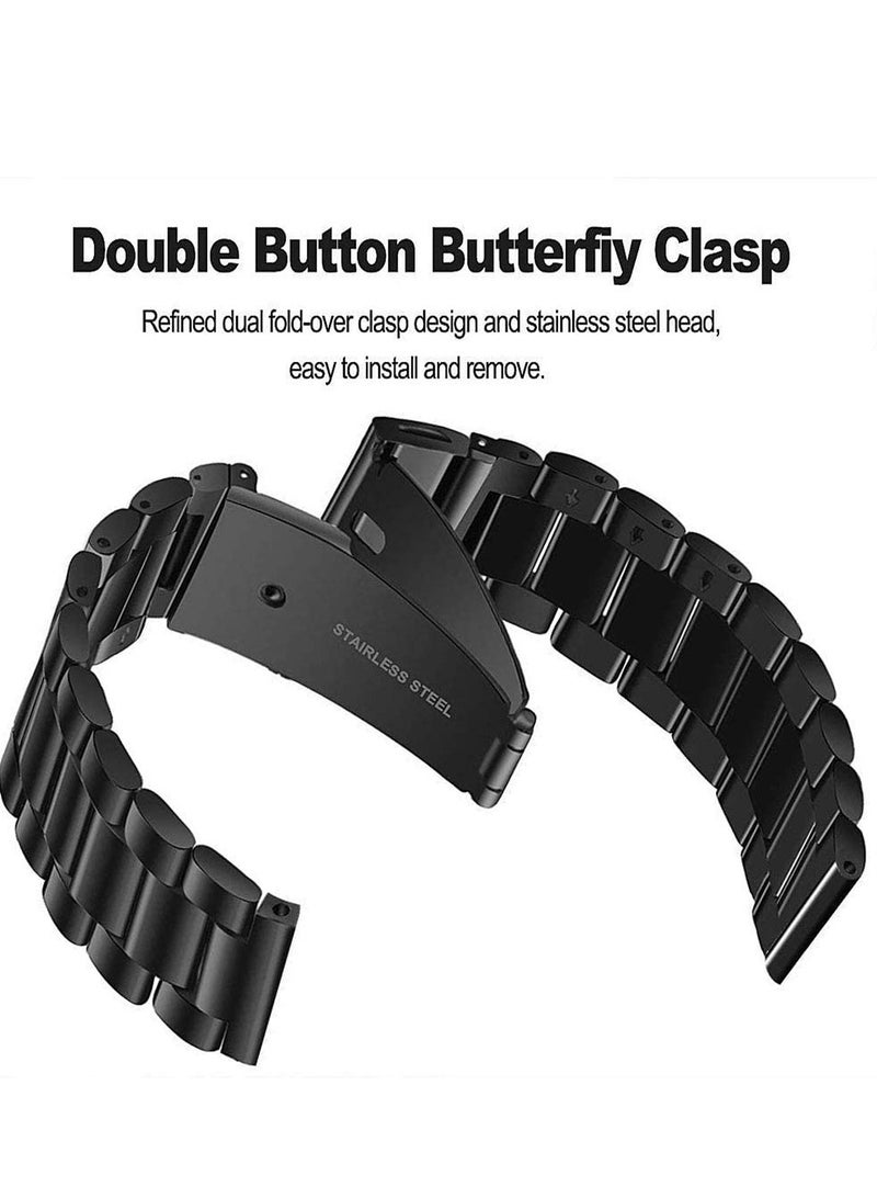 Quick Release Stainless Steel Metal Replacement Straps 20mm Compatible With For Xiaomi Mibro Lite Smartwatch (Black) - Image 1