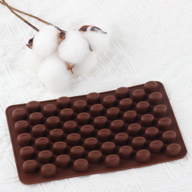 YIMINGMOLD 55 Cavity Mini Coffee Beans Silicone Candy Mold Coffee Bean Shaped Candy Mold For DIY Cake Decoration Set of 2 - Image 4
