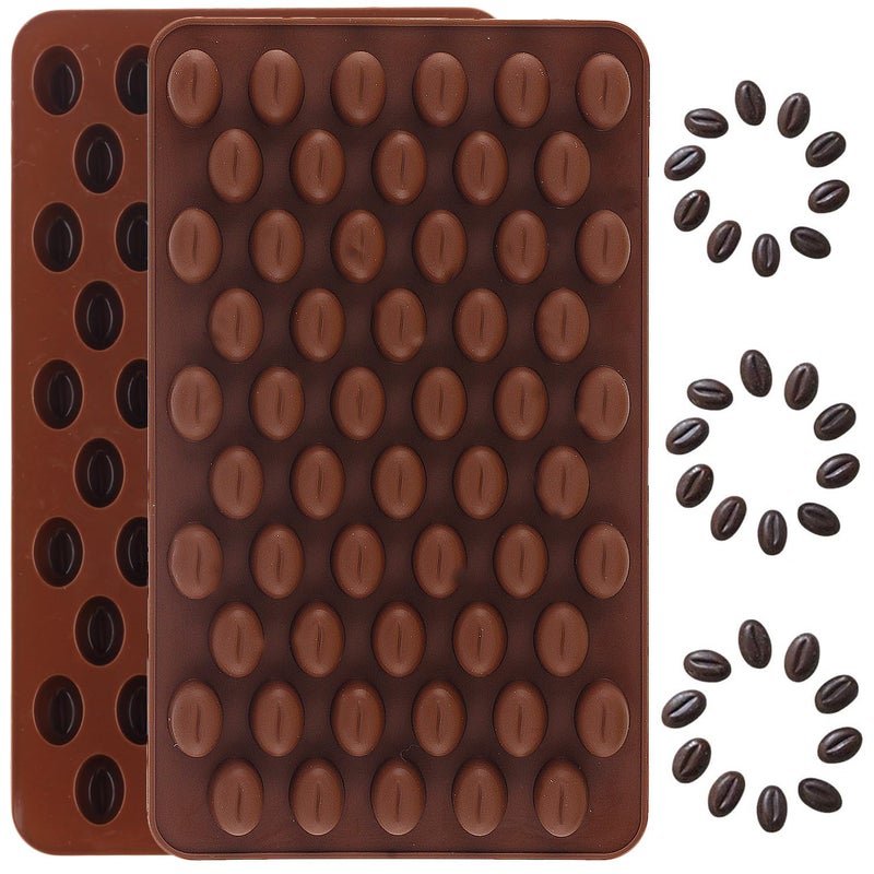 YIMINGMOLD 55 Cavity Mini Coffee Beans Silicone Candy Mold Coffee Bean Shaped Candy Mold For DIY Cake Decoration Set of 2 - Image 1