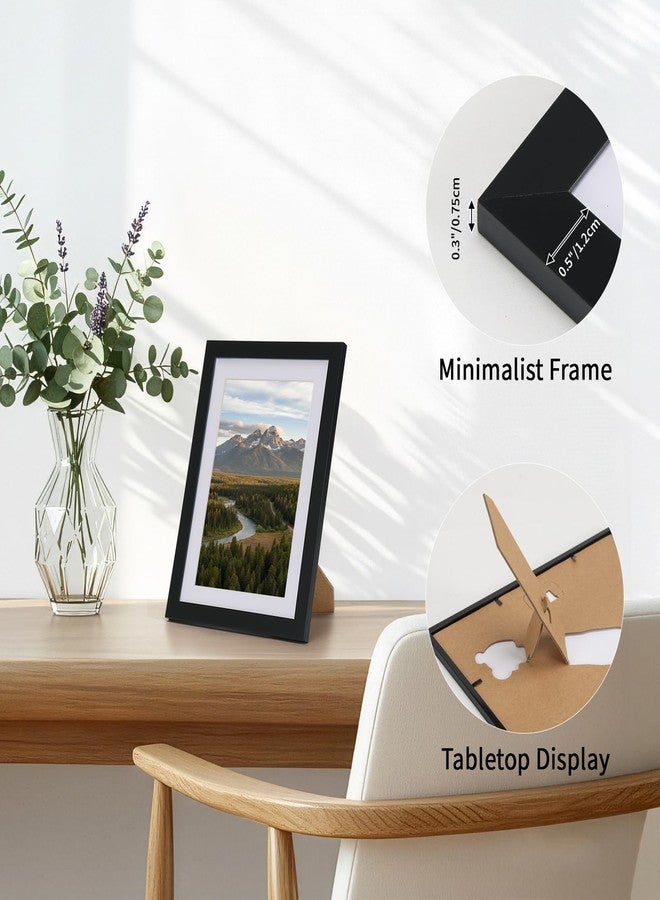 CRUGLA 5x7 Picture Frames Set of 11, Display Pictures 4x6 with Mat or 5 by 7 without Mat, Wall or Tabletop Display, Black - Image 4