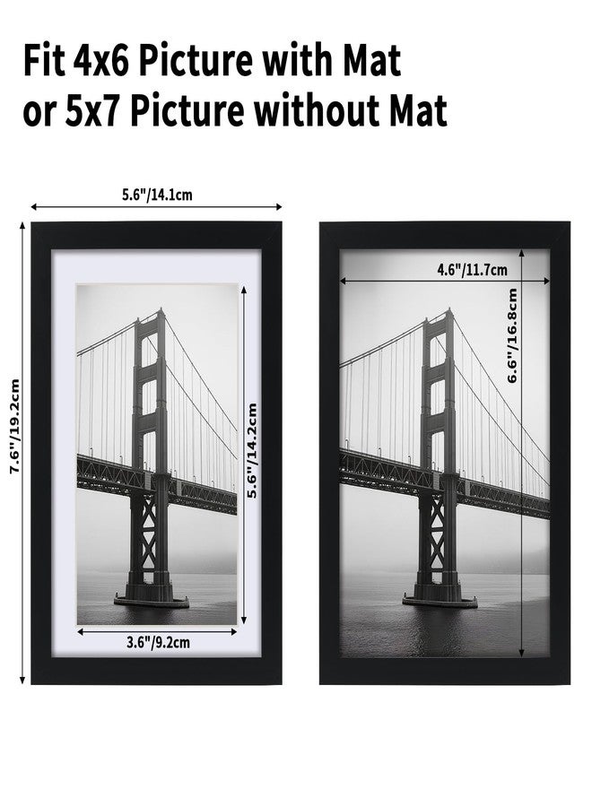 CRUGLA 5x7 Picture Frames Set of 11, Display Pictures 4x6 with Mat or 5 by 7 without Mat, Wall or Tabletop Display, Black - Image 2