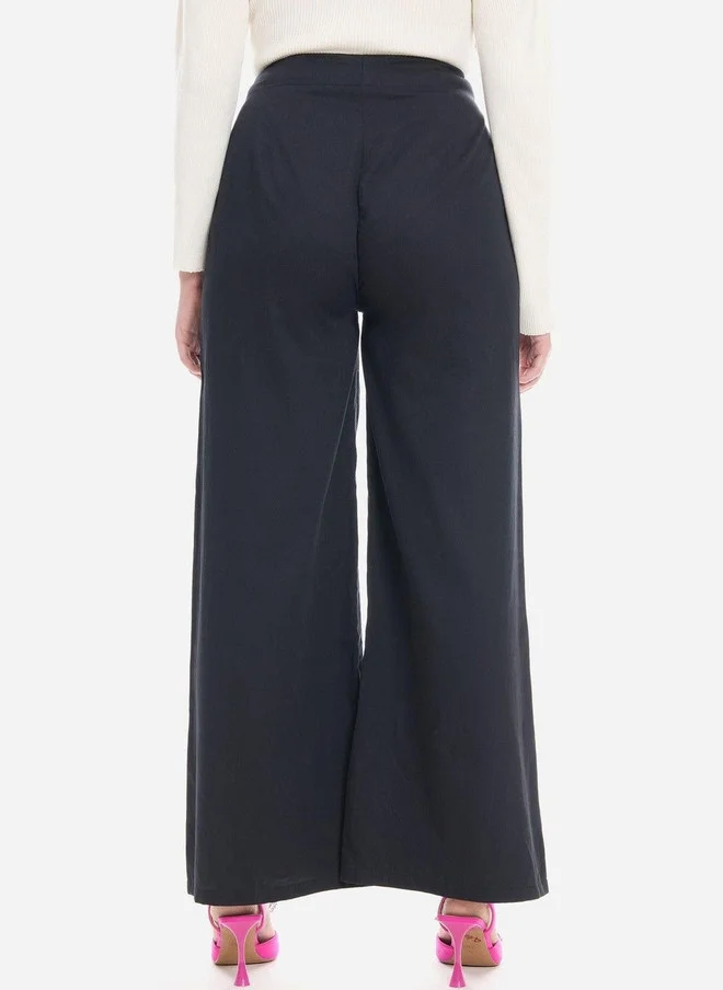 Virgio Black Virgio Women Flared High-Rise Pleated Trousers for Women | Best Price UAE