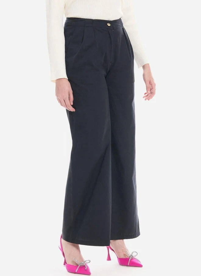 Virgio Black Virgio Women Flared High-Rise Pleated Trousers for Women | Best Price UAE