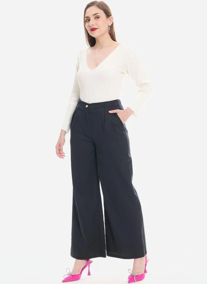 فيرجيو Virgio Women Flared High-Rise Pleated Trousers