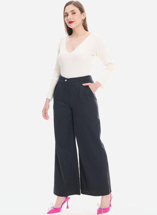 Virgio Women Flared High-Rise Pleated Trousers - Image 2