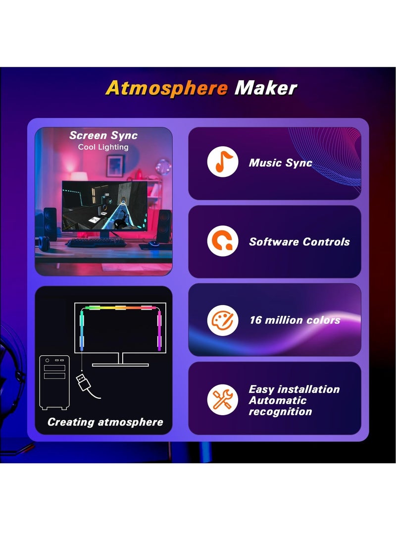 Generic - RGB Backlight for 27 Inches Computer Monitor, Yakiter LED Strip Light Sync with Screen Color & Music for Games Movies etc, Software Control, USB Powered - Image 1