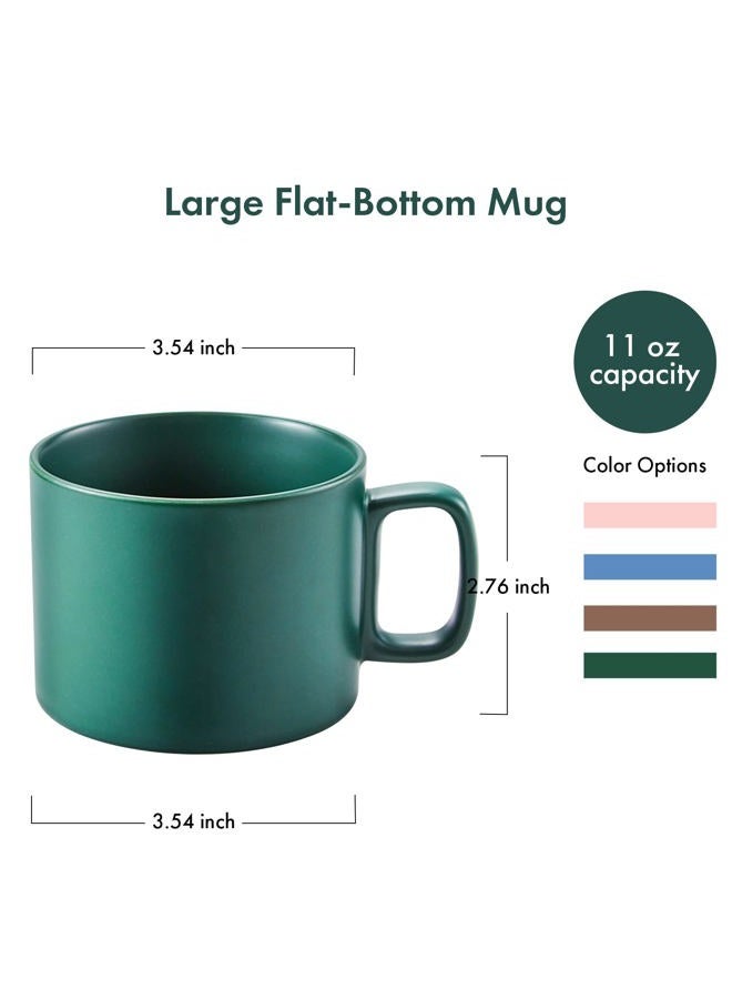 Vobaga Coffee Mug 11 oz Tea Cup with Flat-Bottom Warming Coffee Milk for Office and Home Valentine's Day Gift(Green) - Image 3