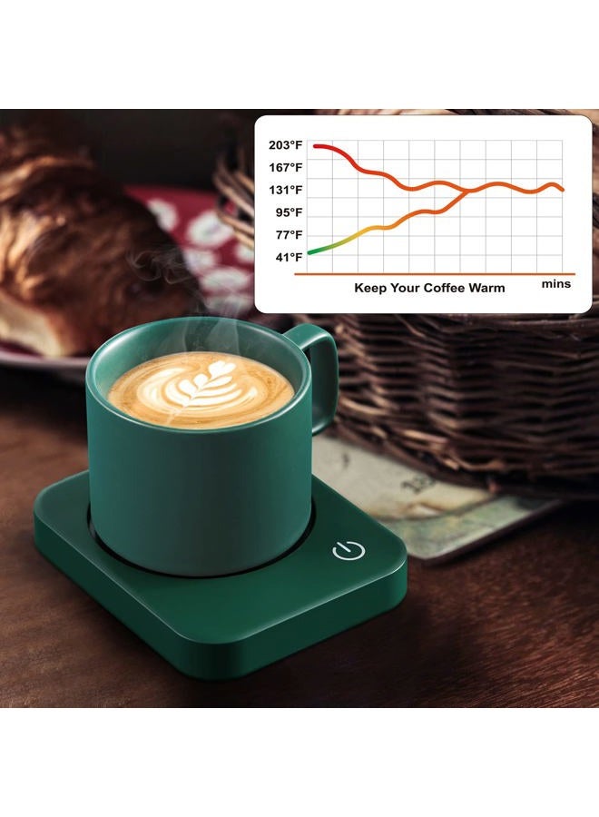 Vobaga Coffee Mug 11 oz Tea Cup with Flat-Bottom Warming Coffee Milk for Office and Home Valentine's Day Gift(Green) - Image 5
