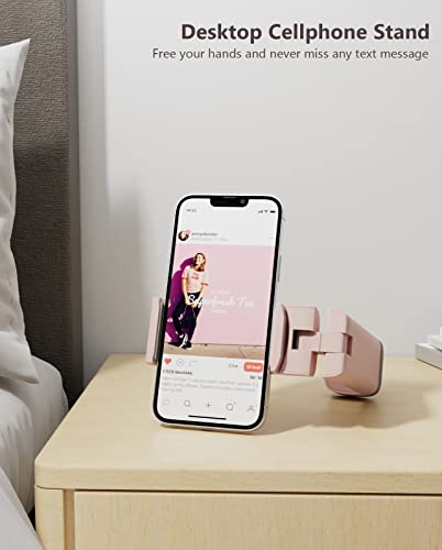 MiiKARE Travel Essentials Airplane Phone Holder, Universal Handsfree Phone Mount for Flying with 360 Degree Rotation, Travel Must Haves Phone Stand for Desk, Tray Table, Black&Pink - Image 4
