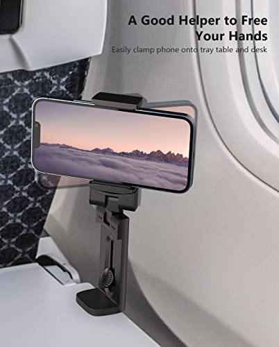 MiiKARE Travel Essentials Airplane Phone Holder, Universal Handsfree Phone Mount for Flying with 360 Degree Rotation, Travel Must Haves Phone Stand for Desk, Tray Table, Black&Pink - Image 3