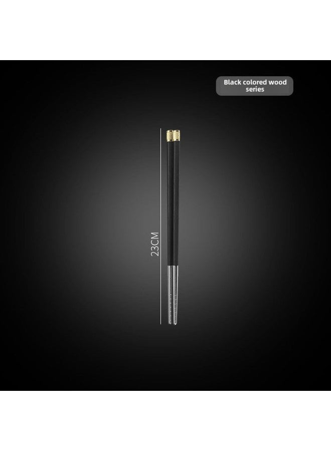 Chicken Wing Wood Solid Wood Chopsticks Household Copper Head Round Top Fu Restaurant Chopsticks Long Chopsticks Fish Noodles Chopsticks Hot Pot Chopsticks Wholesale-Specifications: Ebony 23cm  - Image 1