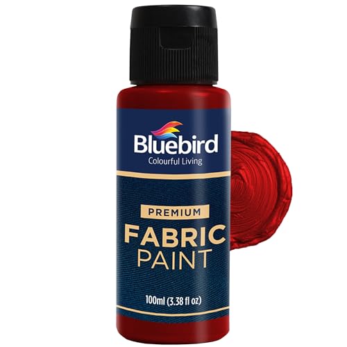 BLUEBIRD Fabric Paint, Blood Red, 3.4 Fl Oz – Permanent Fabric Paint for Clothes, Costumes, Halloween Decorations, DIY Crafts & Furniture Upholstery - Image 1
