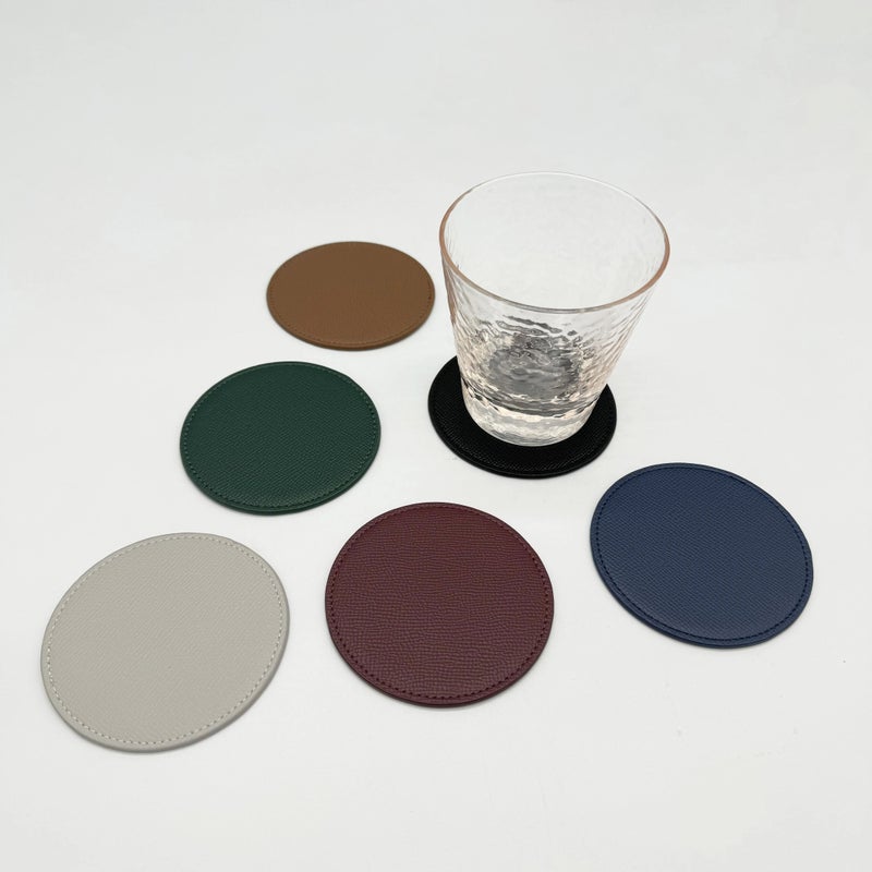 Y&D Round Table Soft PU Leather Coasters – Colorful Epsom Drink Coaster Set for Tea & Coffee Cups with Promotional Printing, Non-Slip Blank Mat for Home & Office - Image 4