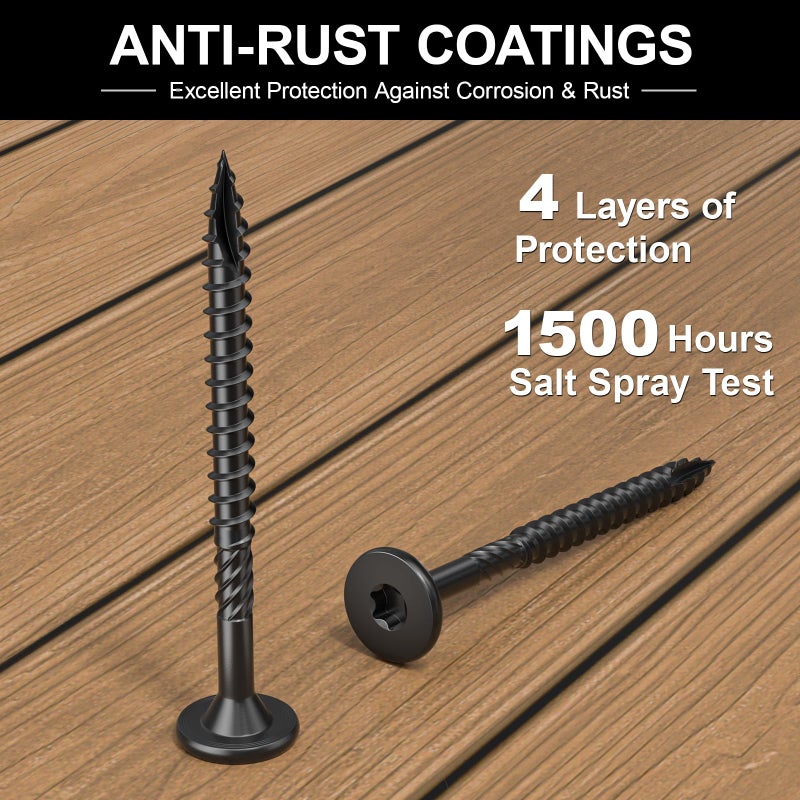 FMhotu 6 Inch Heavy-Duty Outdoor Deck Screws, 50Pcs Star Drive Decking Wood Screws, Rust Resistant Timber Screws for Timber/Log/Landscaping Wood (#14 x 6 Black) - Image 5