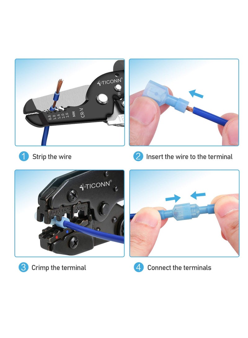 طقم موصلات سريعة الفصل من النايلون مع أطراف كهربائية معزولة، أطراف سلكية ذكر وأنثى، مجموعة متنوعة من أطراف السلك المقلوبة، مقاومة للتآكل، 3 ألوان، 200 قطعة - Image 5