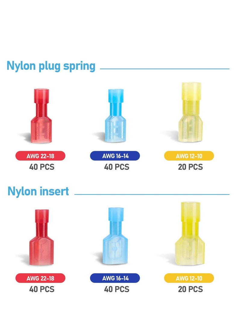 طقم موصلات سريعة الفصل من النايلون مع أطراف كهربائية معزولة، أطراف سلكية ذكر وأنثى، مجموعة متنوعة من أطراف السلك المقلوبة، مقاومة للتآكل، 3 ألوان، 200 قطعة - Image 3