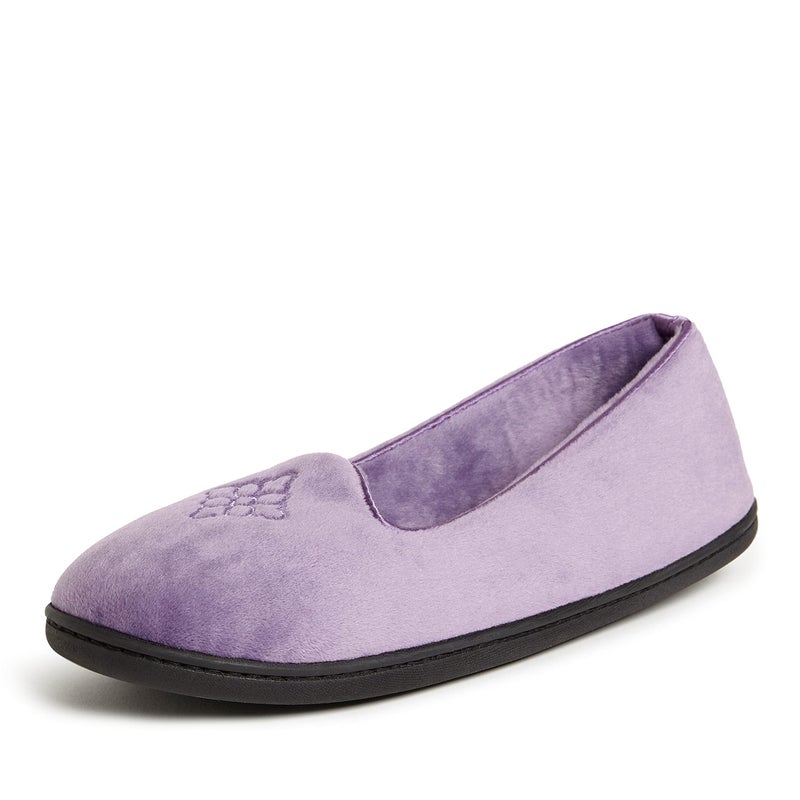 Dearfoams Women's Rebecca Lightweight Cozy Memory Foam Closed Back Slipper with Wide Widths, Smokey Purple, 5-6 - Image 3