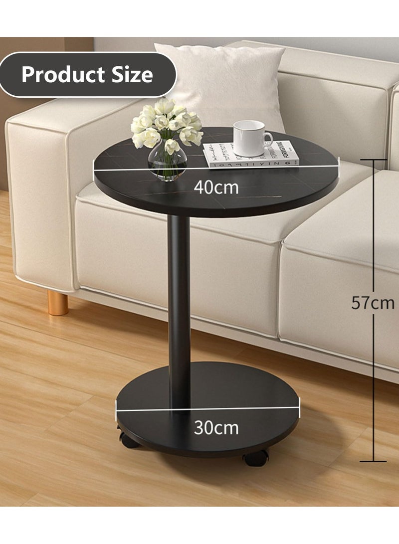 XiuWoo C-Shaped Side Table with Wheels, Movable C Table TV Tray Table, Small Couch End Table Drink Table for Small Spaces Bedroom, Living Room - Image 2