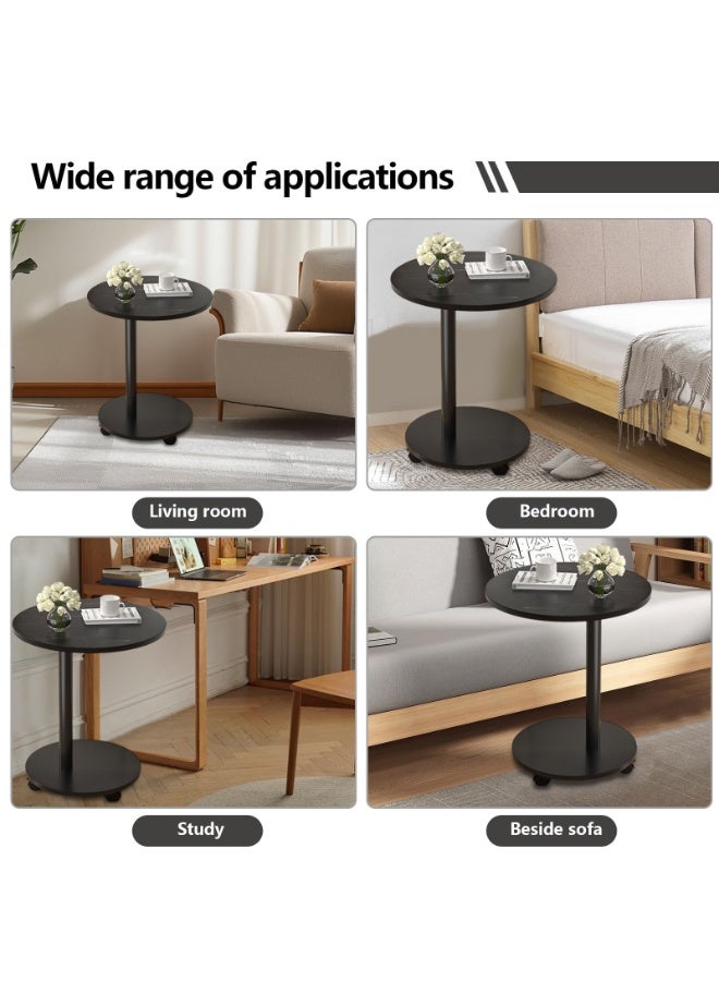XiuWoo C-Shaped Side Table with Wheels, Movable C Table TV Tray Table, Small Couch End Table Drink Table for Small Spaces Bedroom, Living Room - Image 4