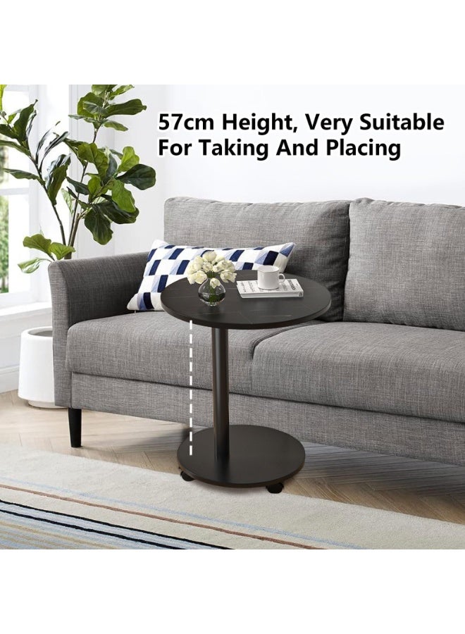 XiuWoo C-Shaped Side Table with Wheels, Movable C Table TV Tray Table, Small Couch End Table Drink Table for Small Spaces Bedroom, Living Room - Image 3