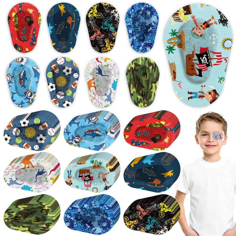 Toulite Toulite 90 Pcs Kids Eye Patches Adhesive Eye Patches Girl Boy Cute Toddler Eye Patch Medical Eye Patch for Lazy Eye Amblyopia Cross Eye Baby Eye PatchBoys Style 33 x 23 Inch 