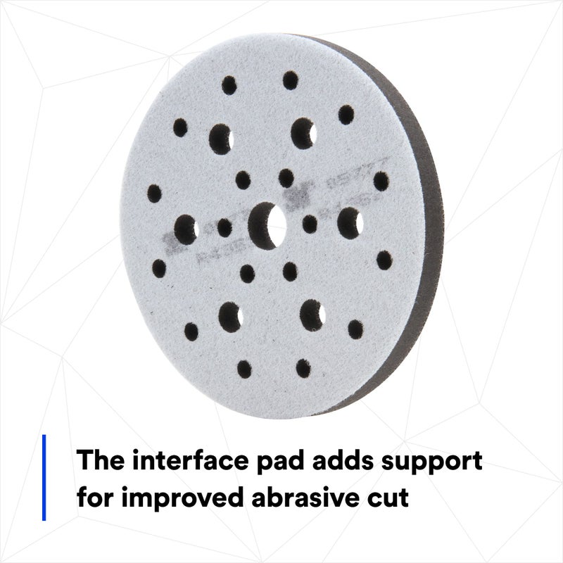 3M Hookit Soft Interface Pad, 05777, 6 in x 1/2 in x 3/4 in, Foam, Hole Pattern, Finer Finish for Auto Body Sanding Applications, 1 Pad - Image 4