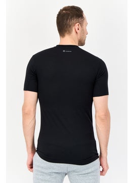 Adidas Men Slim Fit Brand Logo Short Sleeves Outdoor T-Shirt, Black  - Image 4