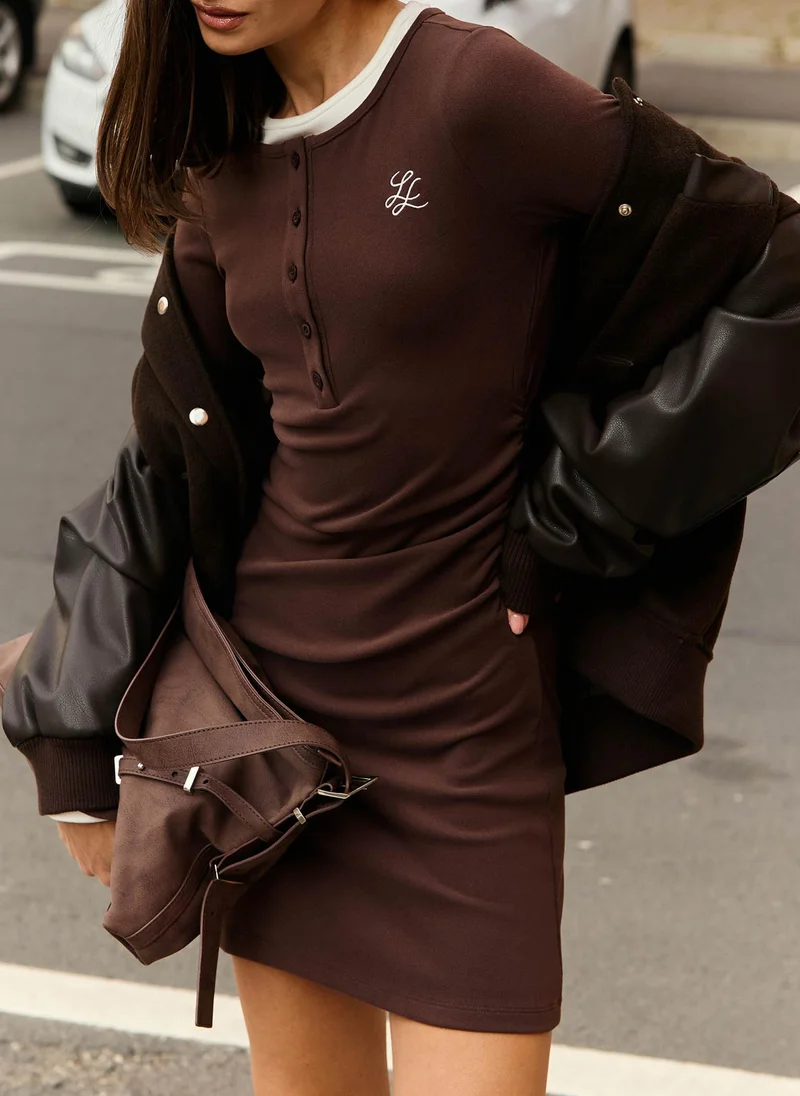 Lichi Mini knitted dress with chest embroidery