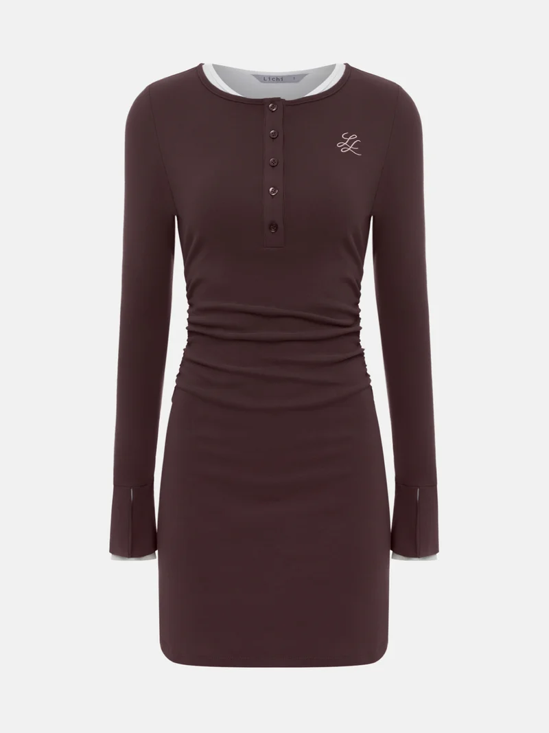 ليتشي فستان محبوك قصير مع تطريز على الصدر