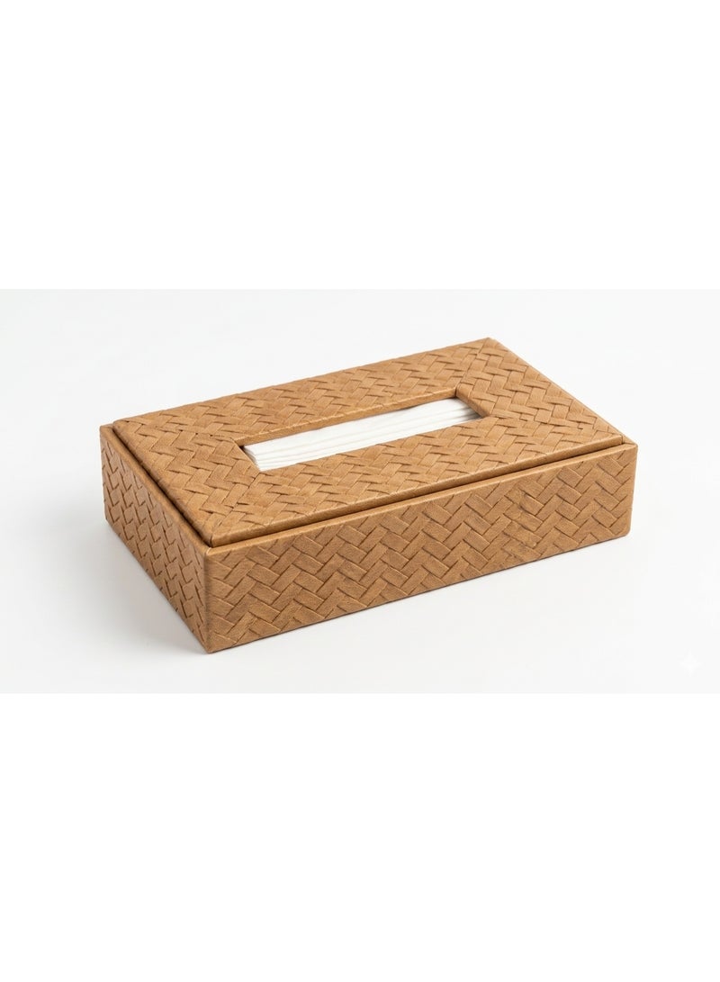 Modern Rectangular Wooden-Design Tissue Box Cover – Elegant Brown Wood Finish - Image 2