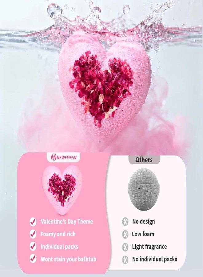 NEWFEIFAN Easter Bath Bombs for Women, XXL Teen Easter Basket Stuffers Gifts for Her & Him, Organic Heart Shaped Handmade Rose Essential Oil, Birthday Gifts for Wife Daughter Girlfriend Coworkers - Image 5