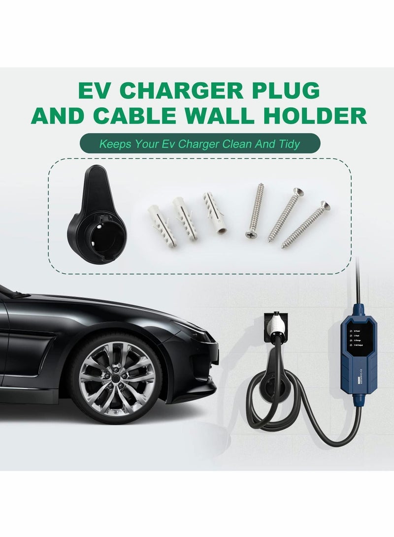 EV Charger Holder, ABS Waterproof Wall-Mount Electric Vehicle Charging Nozzle Plug Holster  Cable Hook with Screws for All SAE J1772 Cars Connector - Image 4