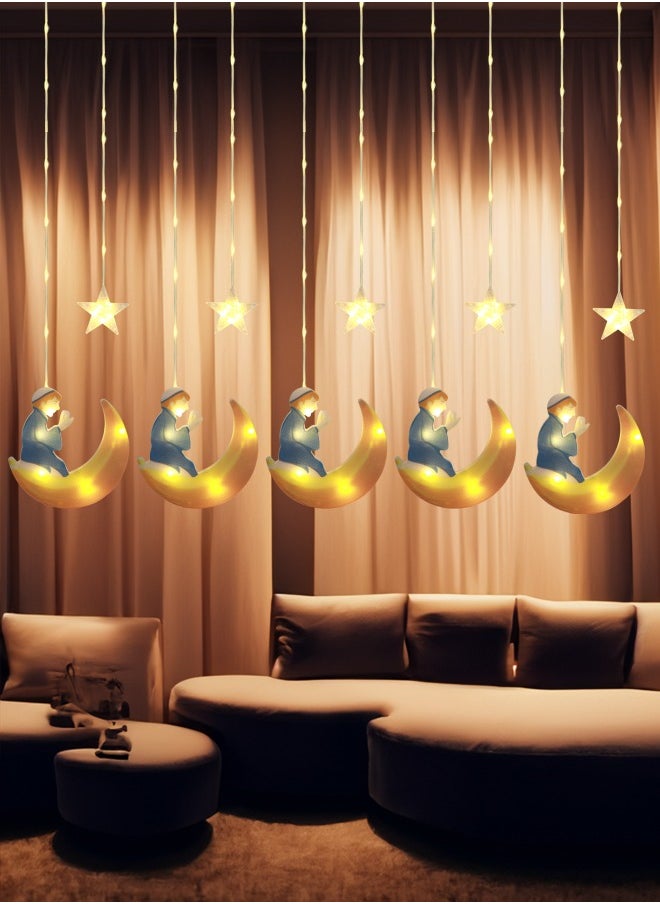 Nisf Al Qamar 5-star Ramadan lighting with 5 crescent moons connected directly to electricity, 3 meters high  - Image 2