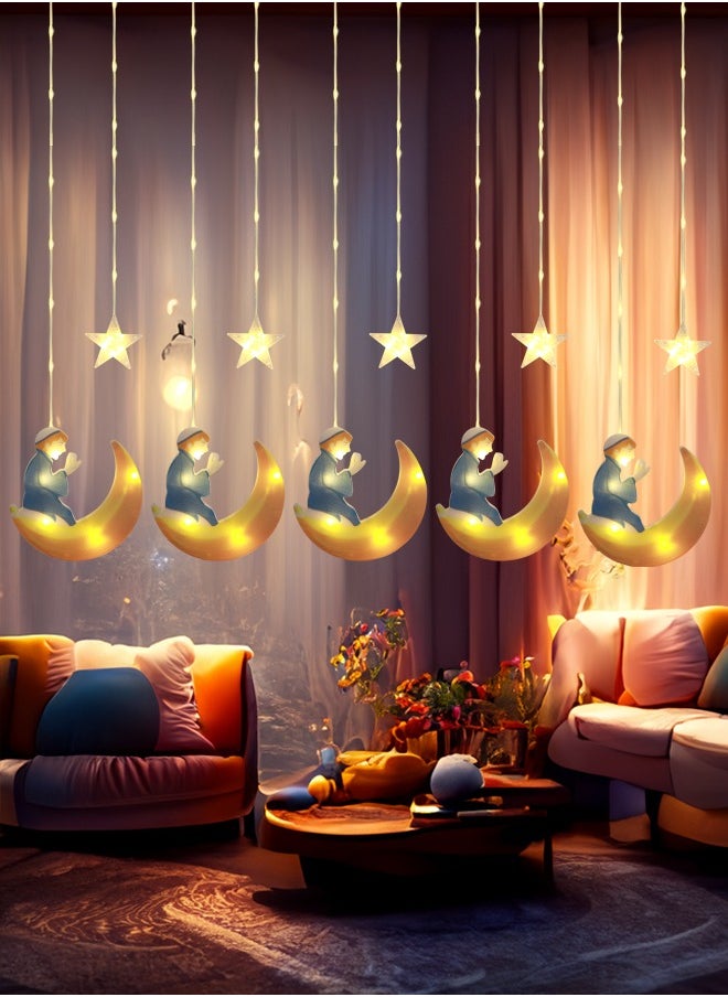 Nisf Al Qamar 5-star Ramadan lighting with 5 crescent moons connected directly to electricity, 3 meters high  - Image 3