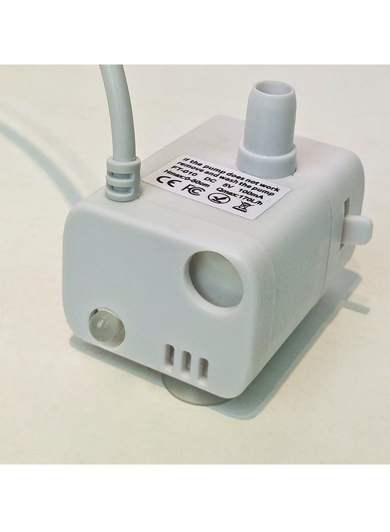 Submersible Usb Small Fountain Pumps, Quiet Usb Fountain Pump Electric Brushless, Pet Ultra Quiet Outdoor Small Fountain, [Upgraded model with filter cotton] Ordinary water pump 2 meters] - Image 1